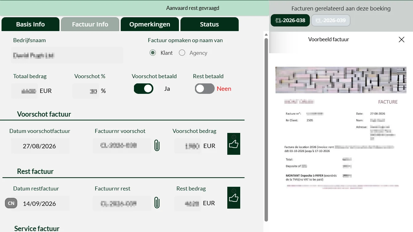 Boeking met voorschotfactuur en voorbeeld van de factuur